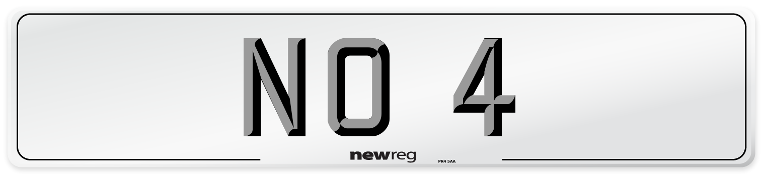 NO 4 Number Plate from New Reg